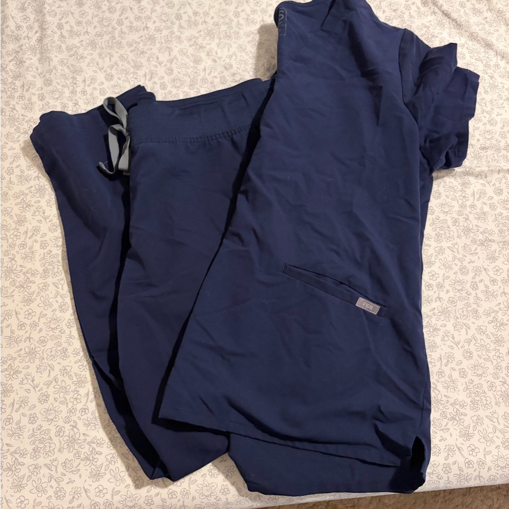 Navy Blue straight leg figs Scrub Set